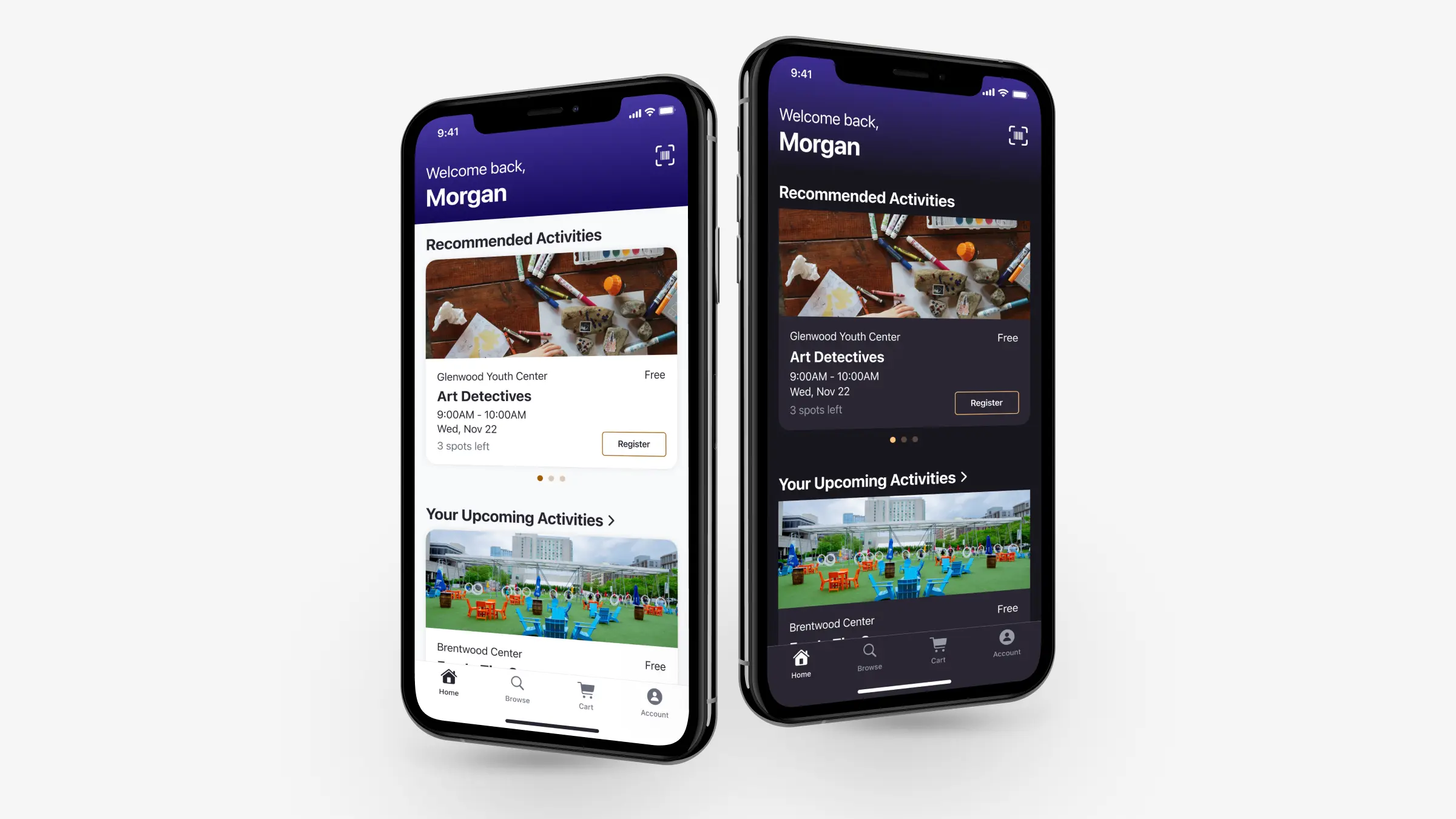 Variations of the Xplor Rec mobile app for different municipalities