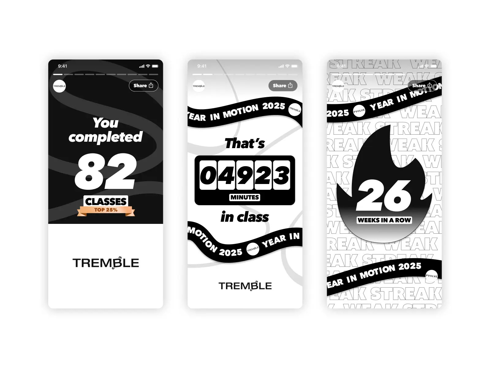 Year in Motion Tremble screens